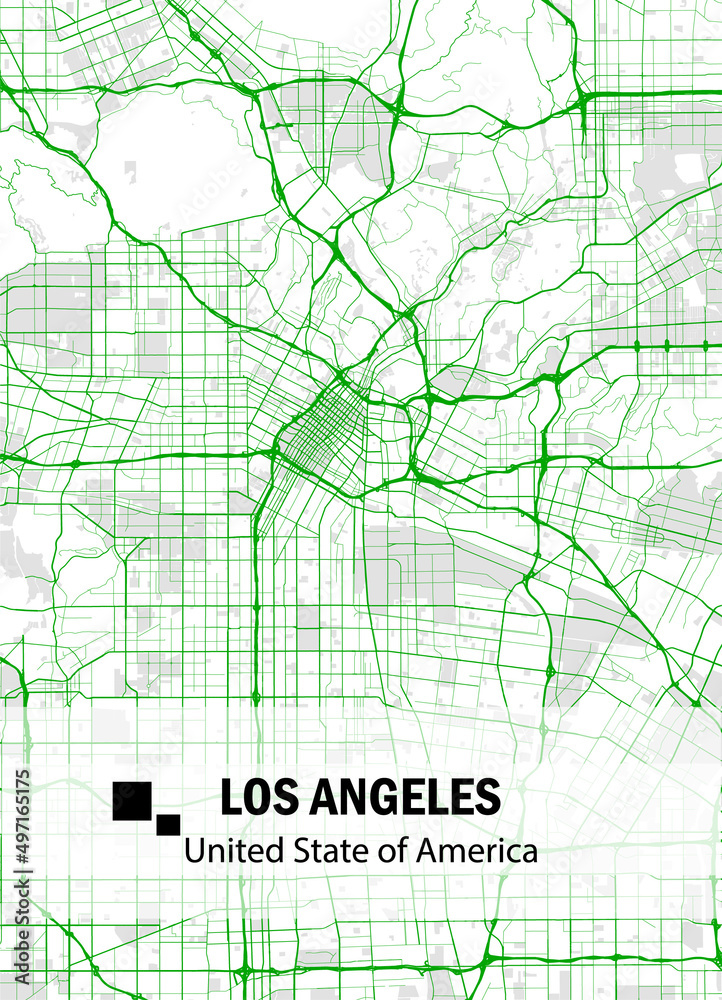 Los Angeles map using dominant colors white and green Los Angeles map using dominant colors white and green