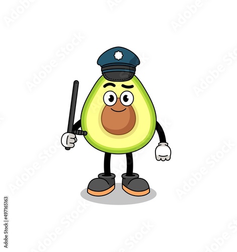 Cartoon Illustration of avocado police