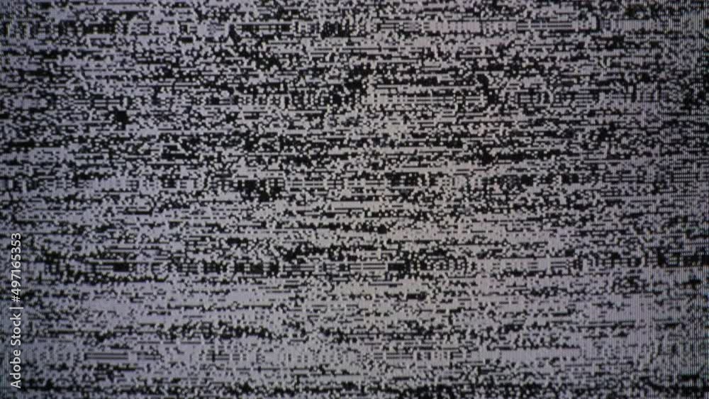Real TV noise of VHS tape, no signal. White static noise screen