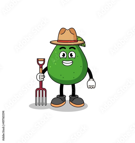 Cartoon mascot of avocado fruit farmer