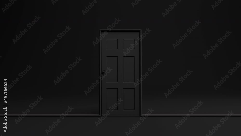 Black classic doors opening background . Animation 3D render  alpha channel.