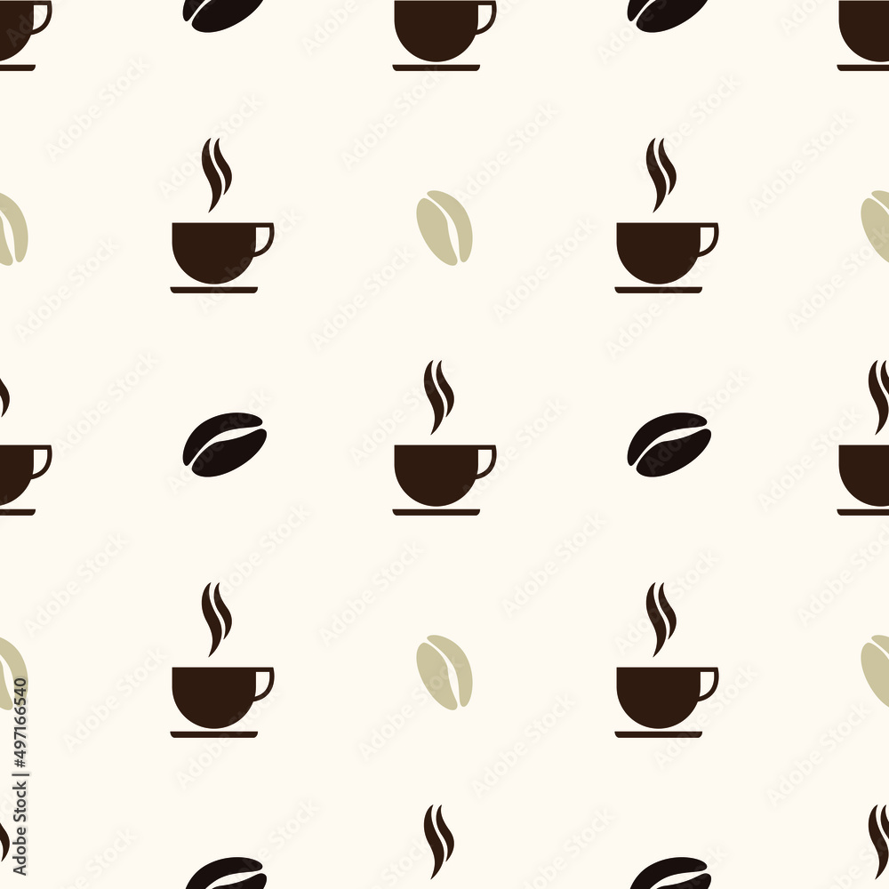 Obraz premium coffee bean seamless pattern for background, greeting card, packaging, texture, fabric pattern, wallpaper, coffee shop wall hanging, cafe