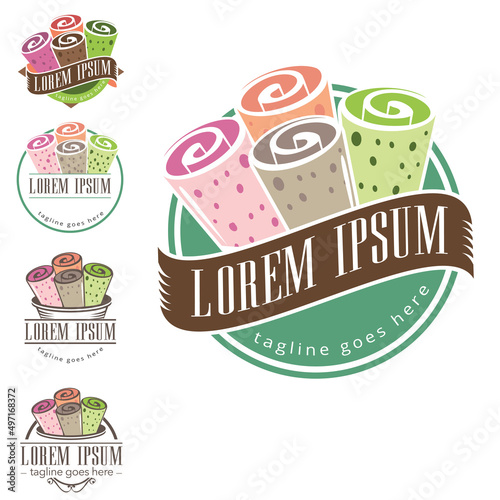 Rolled Ice cream or Fried Ice cream illustration for logo, design element, infographic or any other purpose.