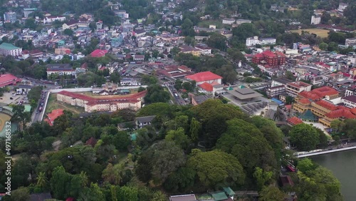 Aerial view of Kendy, a small town along the coast at sunset in Sri Lanka photo