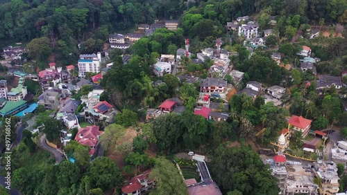 Aerial view of Kendy, a small town along the coast at sunset in Sri Lanka photo