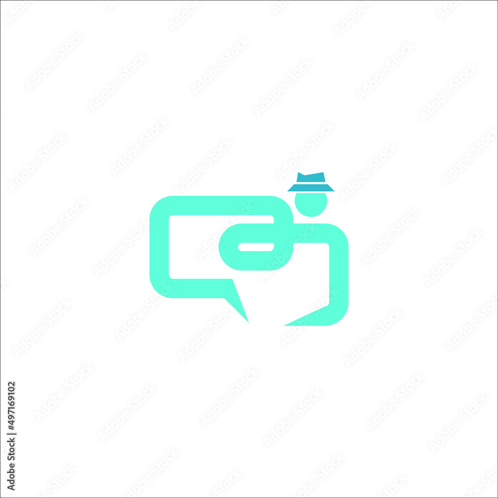 Fototapeta premium The logo design is a combination the message and and man hat