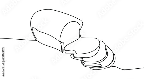 Continuous one line drawing of bread. Editable stroke.Modern style vector illustration.