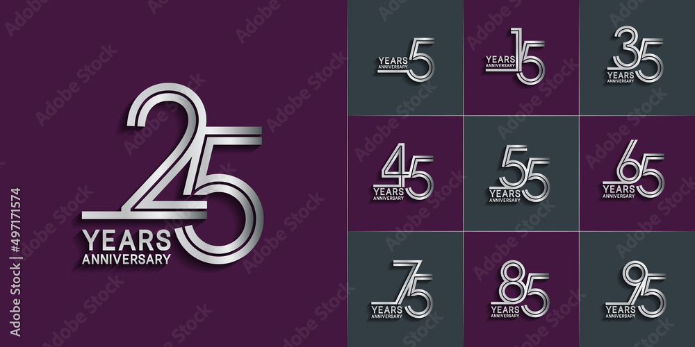 set of anniversary premium collection silver color can be use for celebration event