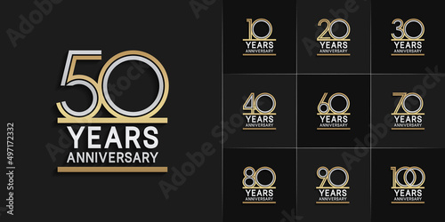 set of anniversary premium collection silver and gold color can be use for celebration event