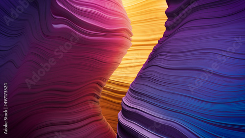 Purple and Yellow Abstract 3D Wallpaper.