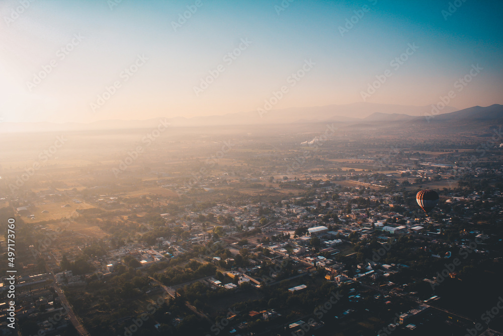 view of the city from hot air balloon