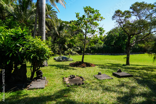 Burial ground in the Palapala Ho‘omau Congregational Church in Kipahulu on Hana Highway, east of Maui island in Hawaii, United States photo