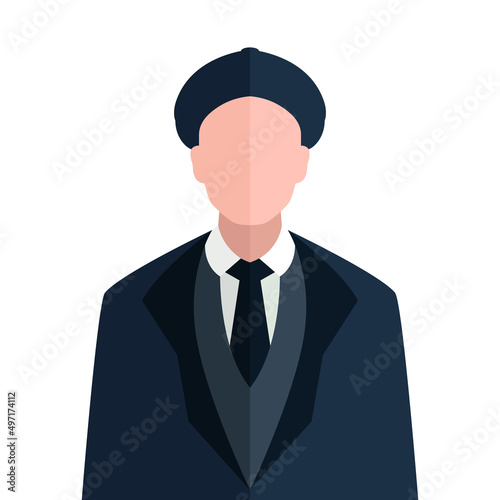 British retro style flat hat man icon illustration