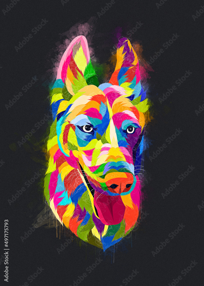 Dog colorful painting