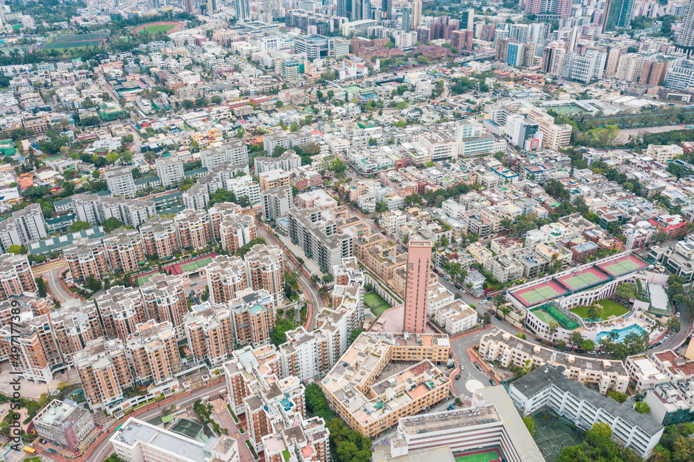 Obraz premium Aerial view of Kowloon, Hong Kong