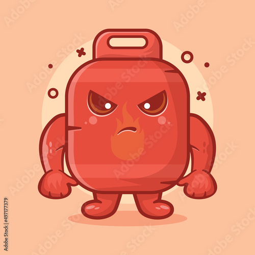 serious gas cylinder character mascot with angry expression isolated cartoon in flat style design