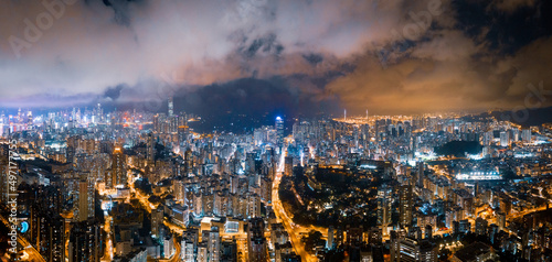 Photography Aerial view of City, Kowloon, Hong Kong, Asia