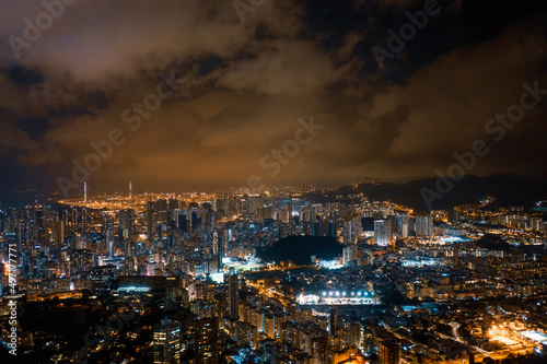 Aerial view of City, Kowloon, Hong Kong, Asia