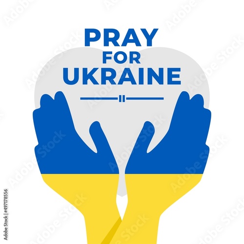 pray for ukraine with ukraine flag and pray hand. support ukraine vector design.