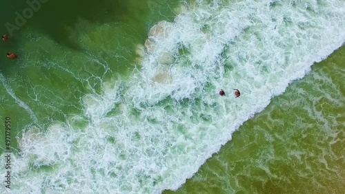 Drone aerial image showing waves in the sea