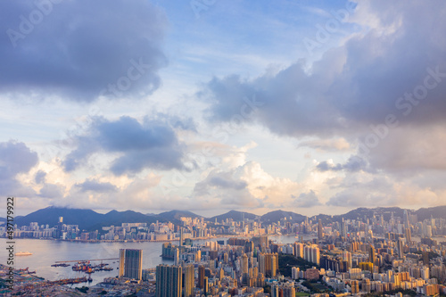 Aerial view of cityscape of Kowloon  Hong Kong