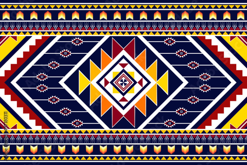 Abstract geometric ethnic pattern design. Aztec fabric carpet mandala ornament ethnic chevron textile decoration wallpaper. Tribal boho native ethnic traditional embroidery vector background 