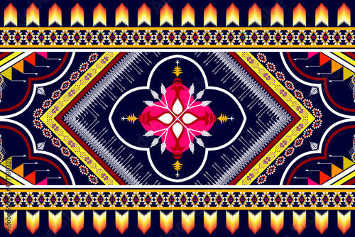 Abstract geometric ethnic pattern design. Aztec fabric carpet mandala ornament ethnic chevron textile decoration wallpaper. Tribal boho native ethnic traditional embroidery vector background 