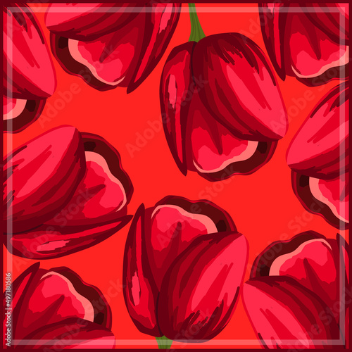Print for kerchief, bandana, scarf, handkerchief, shawl, neck scarf. Squared pattern with ornament for fabric, textile, silk products. Paisley vector with abstract flowers. Floral folk tracery