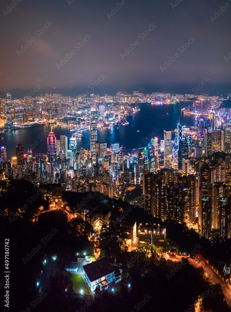13 Sept 2019 - Hong Kong: Victoria Harbour, Hong Kong cityscape at night