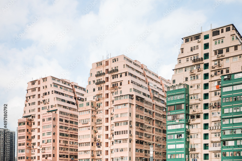 Iconic Crowded apartment in residential area, Hong Kong