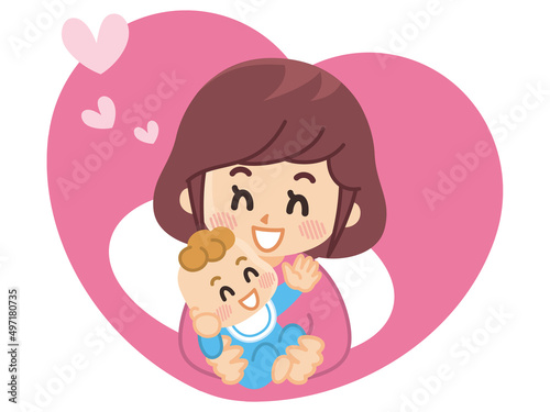赤ちゃんと母親のアイコン 出産 育児
