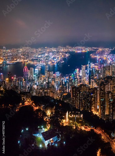 13 Sept 2019 - Hong Kong  Victoria Harbour  Hong Kong cityscape at night