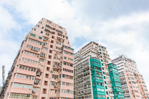 Iconic Crowded apartment in residential area, Hong Kong