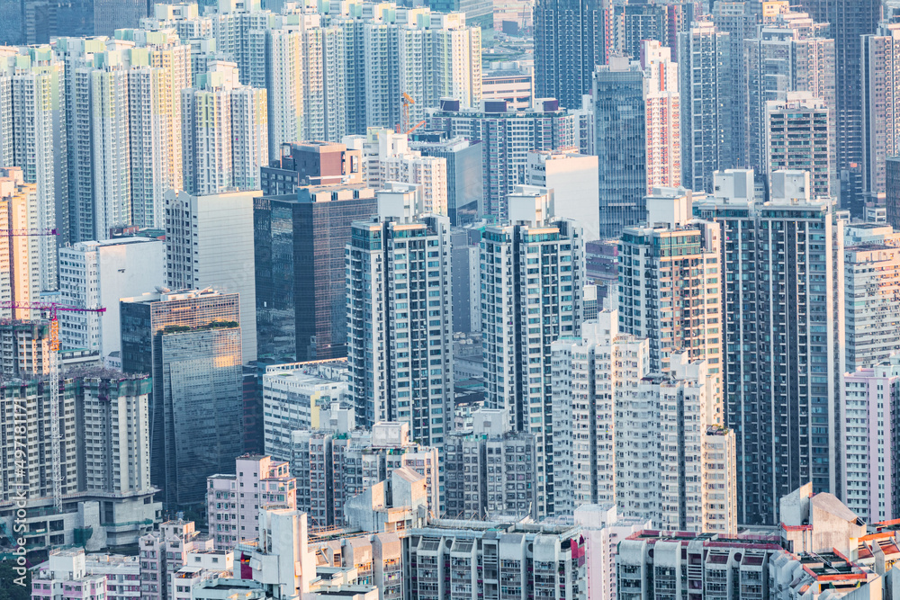 Cityscape of downtown, Kowloon, Hong Kong