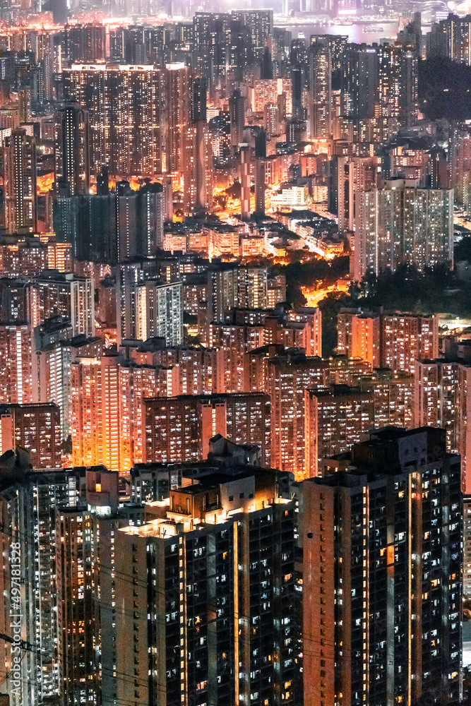 Iconic view of cityscape of Hong Kong at night Iconic view of cityscape of Hong Kong at night