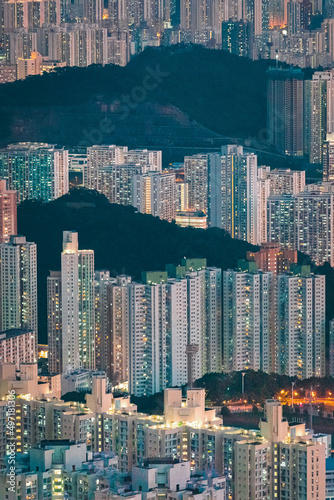 Iconic view of cityscape of Hong Kong at night