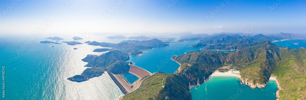 Panorama aerial view of High Island Reservoir, Sai Kung, Hong Kong