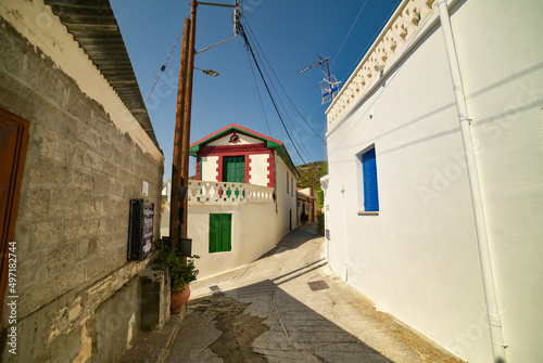 Omodos small mountain town in Cyprus, old houses and narrow street, Cyprus © Natalia