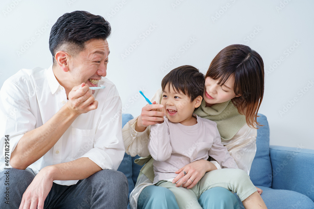 親子で歯磨き