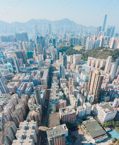 Residential area in East Kowloon  Hong Kong  aerial view