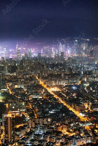 Famous Urban Night scenic of Kowloon Downtown  Hong Kong