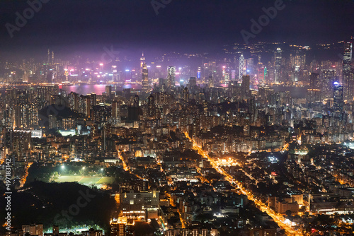 Famous Urban Night scenic of Kowloon Downtown, Hong Kong