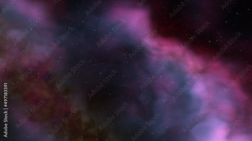 Bright galaxy nebula in cosmos 3d render	
