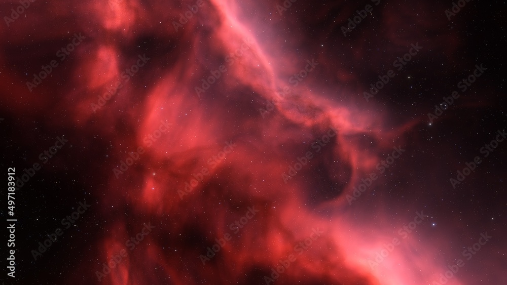 Bright galaxy nebula in cosmos 3d render	
