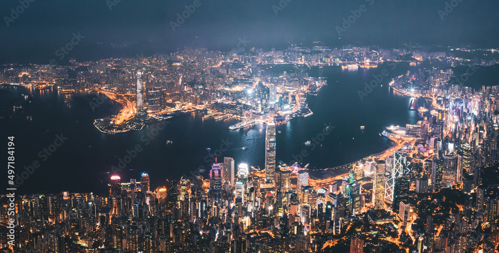 13 Sept 2019 - Hong Kong: Victoria Harbour, Hong Kong cityscape at night
