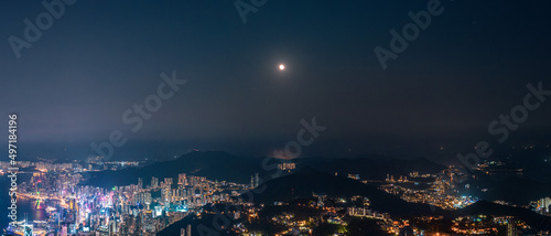 13 Sept 2019 - Hong Kong: Victoria Harbour, Hong Kong cityscape at night © gormakuma