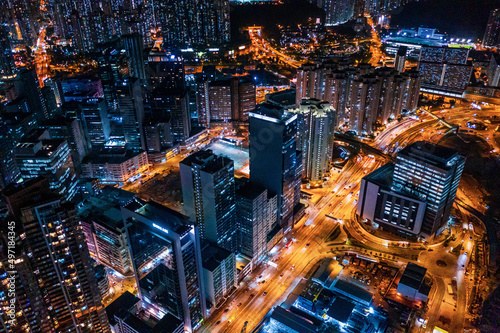 cyperpunk cityscape of urban area, Hong Kong © gormakuma