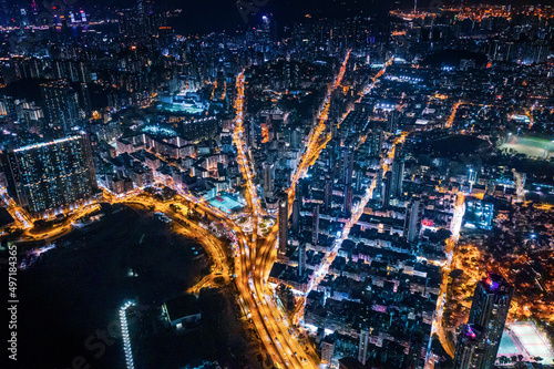 cyperpunk cityscape of urban area, Hong Kong © gormakuma