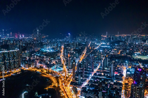 cyperpunk cityscape of urban area, Hong Kong