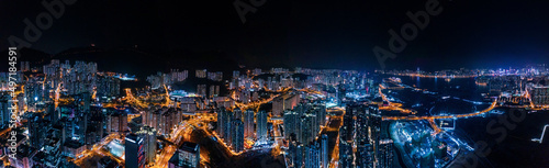 cyperpunk cityscape of urban area  Hong Kong